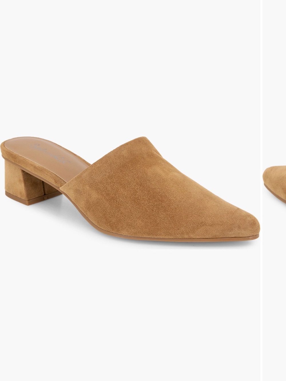 Women's Tan Suede Pointed-Toe Mule Heels size 9.5